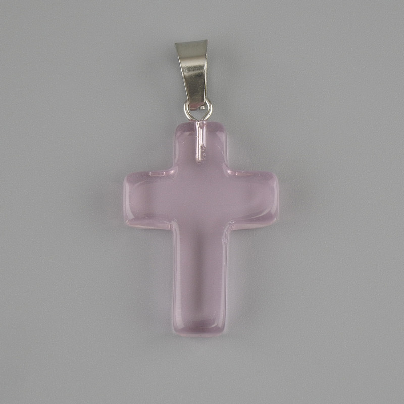 Pendant Cross Tinted Quartz 25x18mm +/-, length 35mm +/-