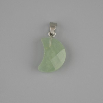 Faceted Moon Crescent Pendant Jade 19x12mm+- , length 25mm+-