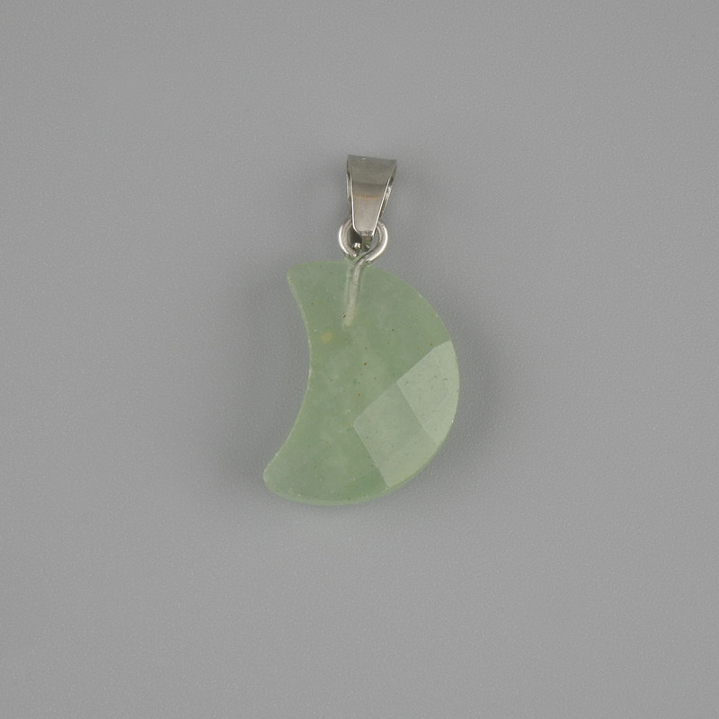 Faceted Moon Crescent Pendant Jade 19x12mm+- , length 25mm+-