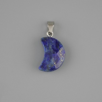 Lapis lazuli faceted pendant "Crescent" 19x12mm +-, length 25mm +-
