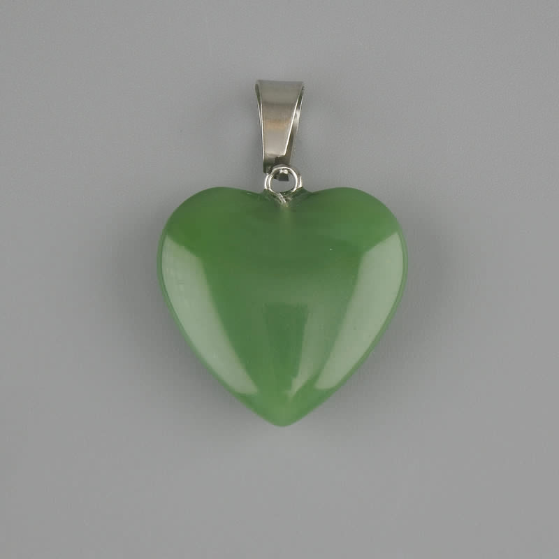 Pendant Heart Jade 20x20mm +-, length 28mm +/-