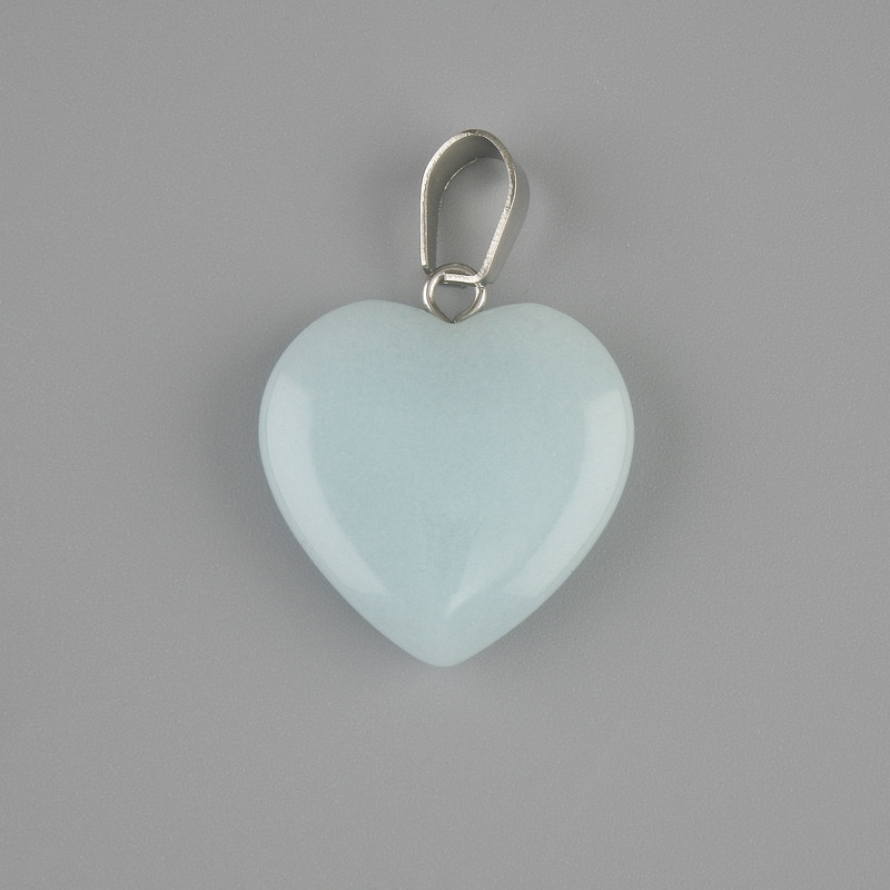 Pendant Heart Aquamarine 20x20mm +/-, length 28mm +/-