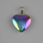 Pendant Heart Hematite with "gasoline" iridescence 20x20mm +-, length 28mm +