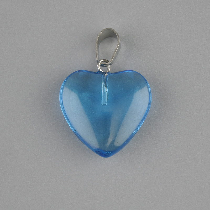 Pendant Heart Tinted Quartz 20x20mm +-, length 30mm +/-