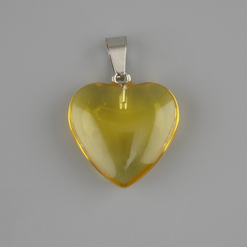 Pendant Heart Tinted Quartz 20x20mm +/-, Length 30mm +/-