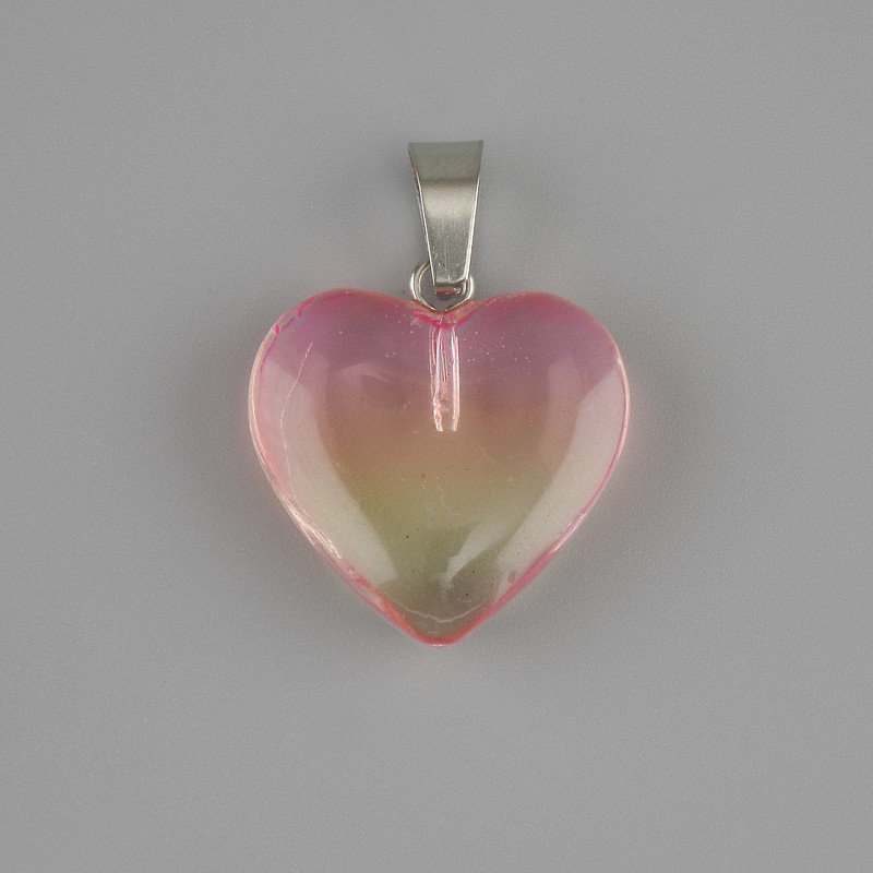 Pendant Heart Tinted Quartz 20x20mm+-, length 30mm+-
