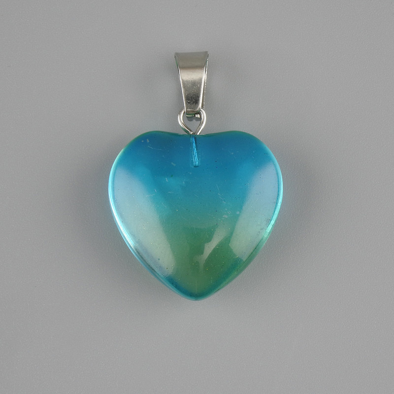 Heart Pendant Tinted Quartz 20x20mm +-, length 30mm +/-