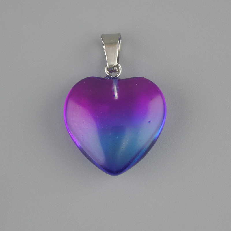 Heart Pendant Tinted Quartz 20x20mm +- , length 30mm +-