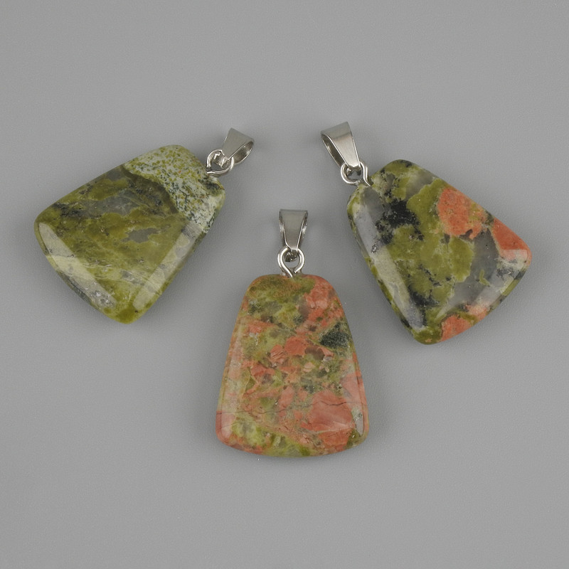 Pendant Heliotrope Jasper trapezoid 17x21mm+-, length 30mm+-