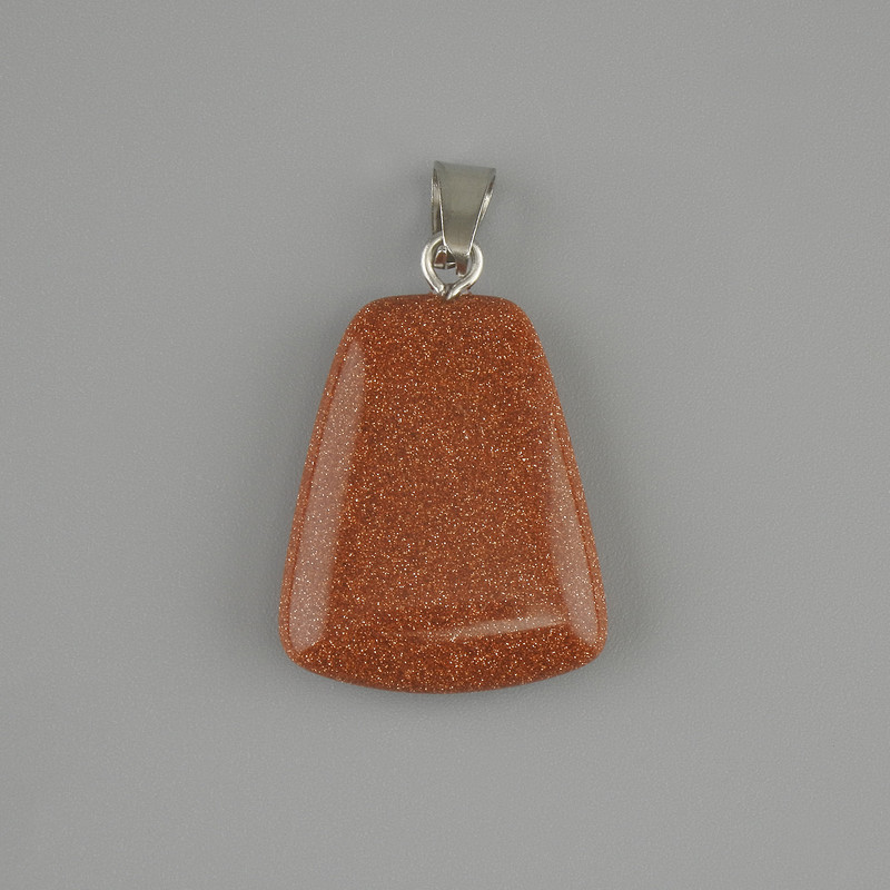 Pendant Aventurine gold sand trapezoid 17x21mm+-, length 30mm+-