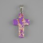 Pendant Cross Variscite purple 25x18mm +/-, length 36mm +/-