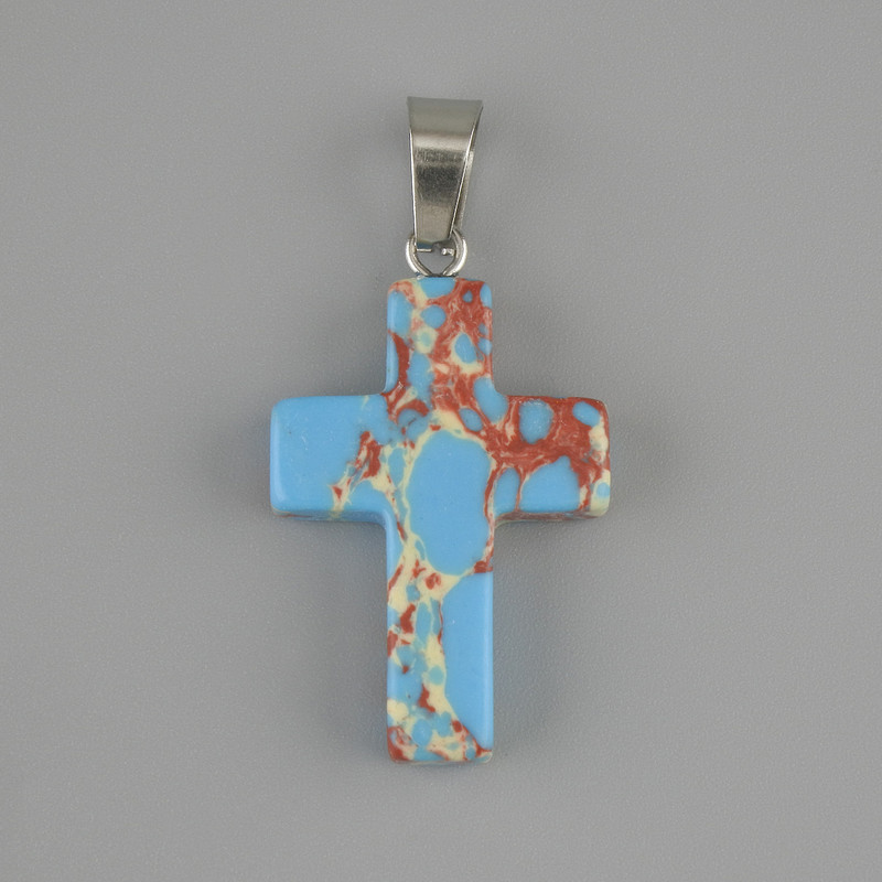 Pendant Cross Variscite blue 25x18mm+-, length 36mm+-
