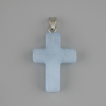 Aquamarine Cross Pendant 25x18mm +- Length 36mm +-