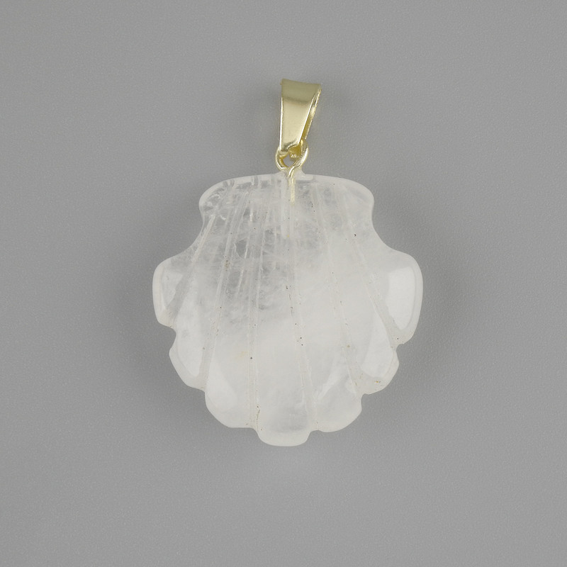 Pendant Shell Mountain Crystal 22x22xmm+-, Length 30mm+-