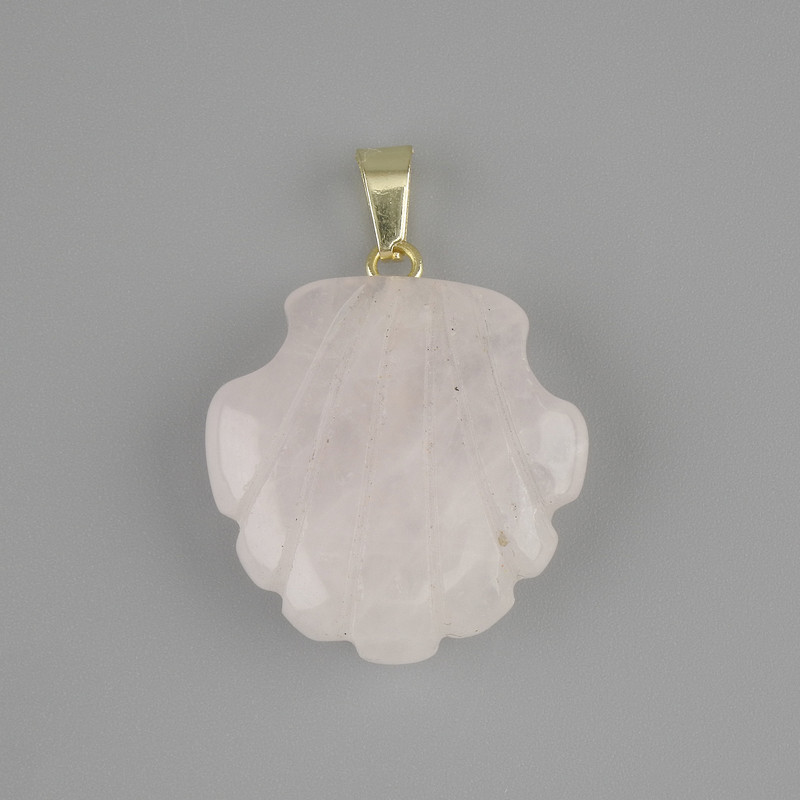 Pendant Shell Pink Quartz 22x22xmm+-, length 30mm+-