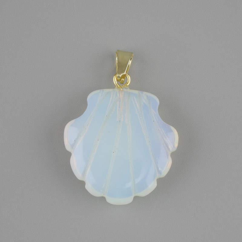 Pendant Shell Moonstone Adularia Opalite 22x22x22mm+-, length 30mm+-