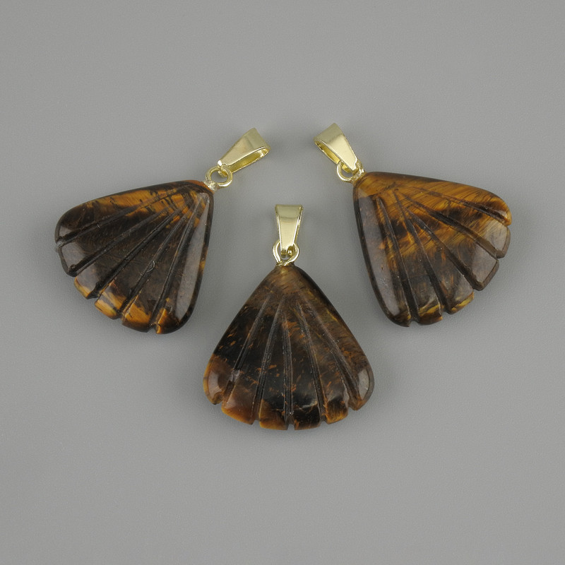 Pendant Shell Tiger's Eye 20x20x20 mm+- , length 28 mm+-
