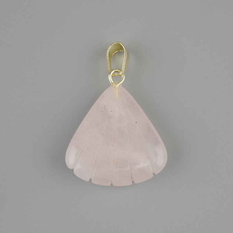 Pendant Shell Pink Quartz 20x20xmm+-, length 28mm+-