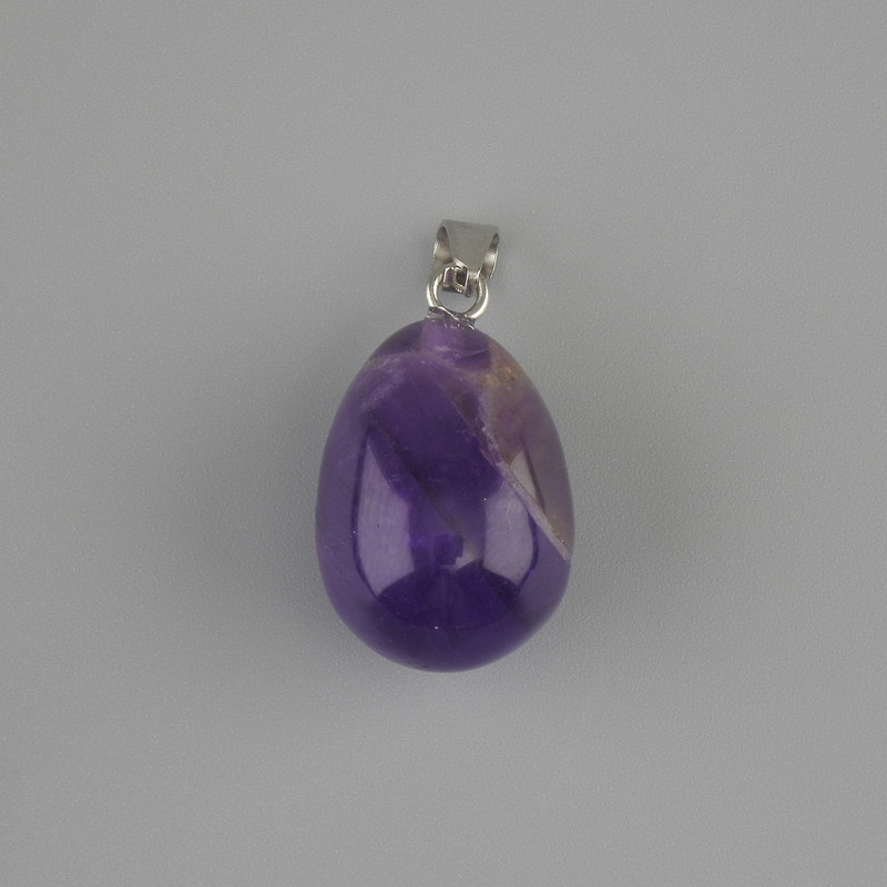 Pendant Amethyst Teardrop 18x13mm +-, length 26mm +/-