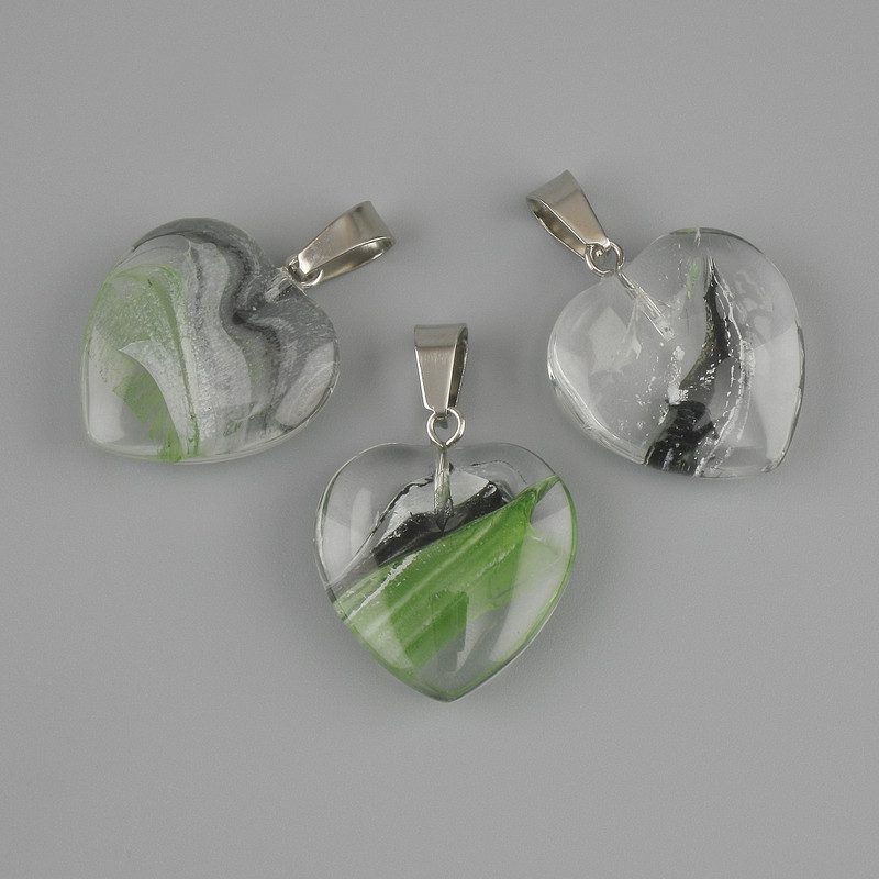 Pendant Heart (clear resin) 21x21x30mm+