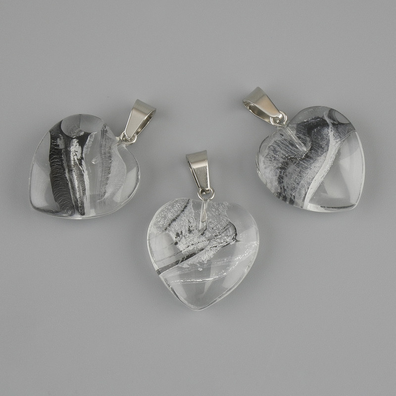 Pendant Heart (clear resin) 21x21x30mm+