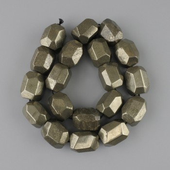 Pyrite beads facets 20-21×15-17 mm +- , length 39 cm +- on a thread