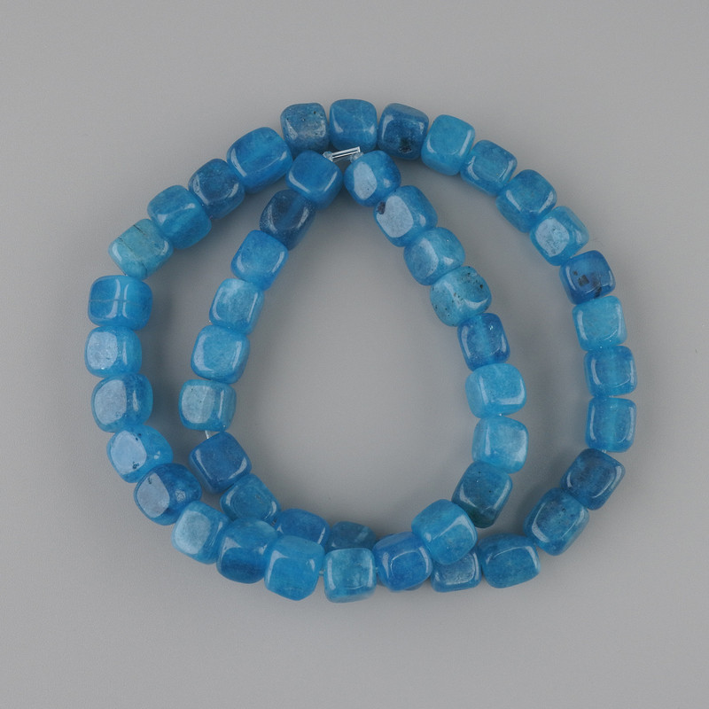 Apatite beads cube 7.5-8.5, 5x7.5-8.5mm +/-, length 38cm +/- on a fishing line