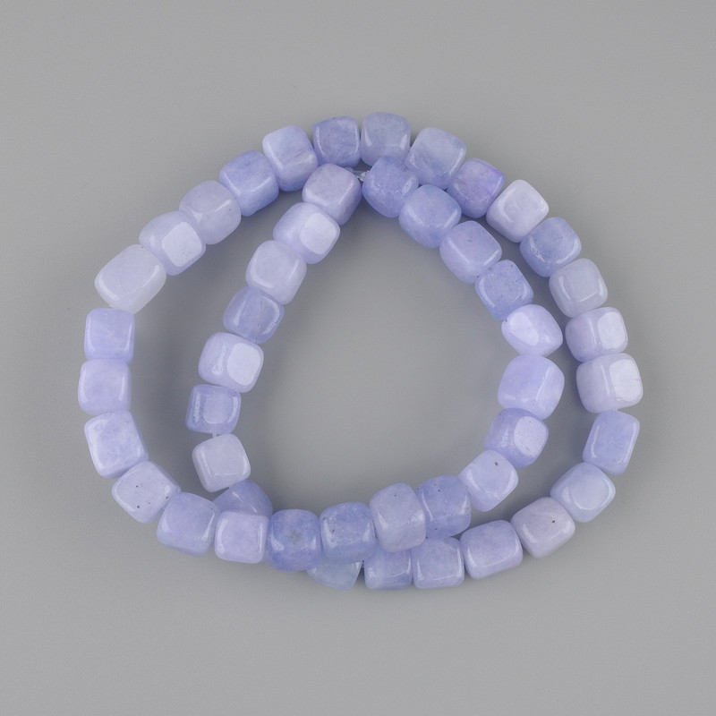 Aquamarine beads cube 7-8x7-8mm+-, length 37cm+- on a thread