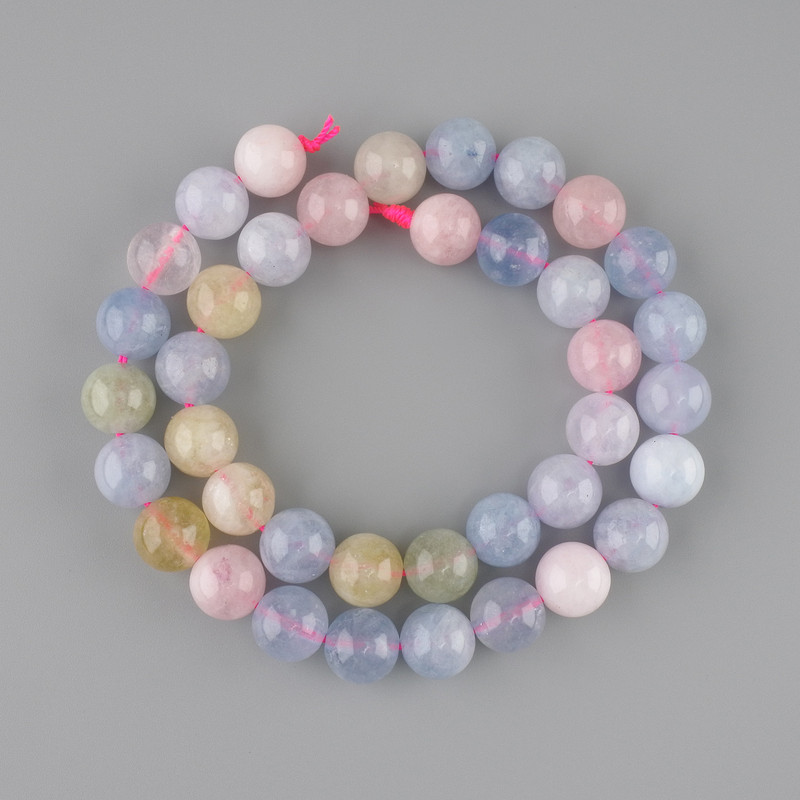 Morganite beads smooth round 10-10, 5mm +- length 38cm +- on a thread