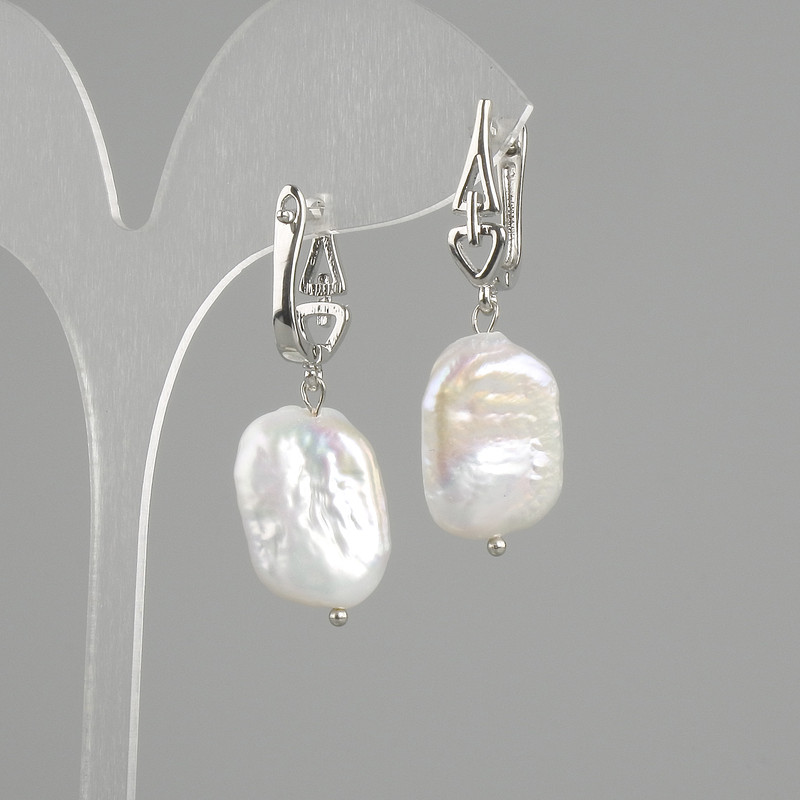 Baroque Pearl Earrings 18x15mm ±, length 40mm ±