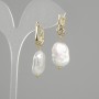 Earrings Baroque Pearls 18x15mm +/- , length 40mm +/-