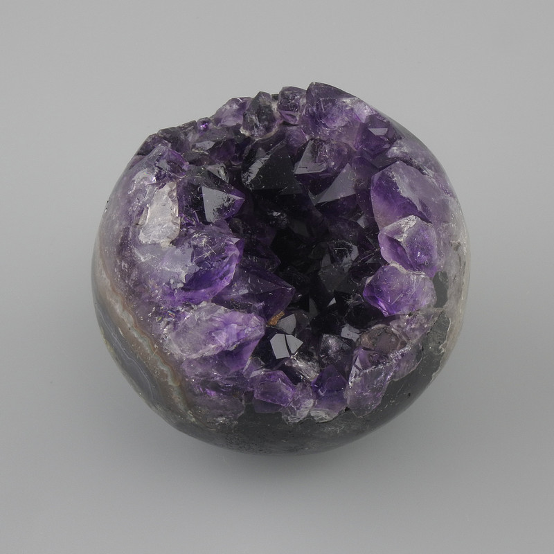 Price per 100 g! Amethyst natural stone souvenir sphere with geode, diameter 60–80 mm ± assorted sizes, weight from 250 g