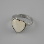 Ring Mother-of-pearl Heart 13x13mm+- without, sizes silver-colored metal