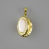Photo pendant setting with mother-of-pearl, diameter 21x16mm ±, length 31mm ±, golden metal
