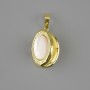 Photo pendant setting with mother-of-pearl, diameter 21x16mm ±, length 31mm ±, golden metal