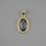 Pendant Haliotis white rhinestones, diameter 21x13mm±, length 25mm± gold-tone metal