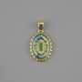 Pendant Abalone white rhinestones, diameter 21x13mm +- , length 27mm +- golden metal