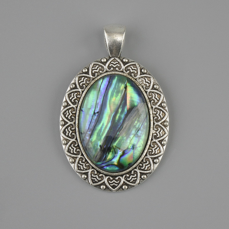 Haliotis pendant 44x28mm+- silver-toned metal