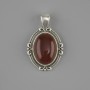 Carnelian Pendant 34×21 mm ± silver-toned metal