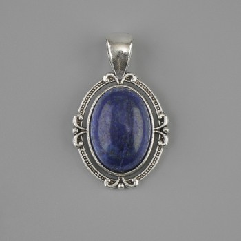 Lapis Lazuli pendant 34x21mm ± silver-colored metal