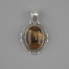 Tiger's Eye pendant 34x21mm ± silver-toned metal