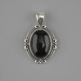Black Agate pendant 34x21mm+- silver-colored metal