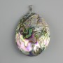 Pendant Abalone Shell Haliotis (reverse side sterling edge Mother-of-pearl), diameter 60×41 mm +/-, length 75 mm +/- silver-colored metal