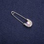 Brocchpin with white rhinestones 37x11mm silver-toned metal