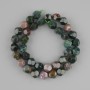 Jasper green beads faceted, diameter 10x9mm ±, length 37cm ± on a thread