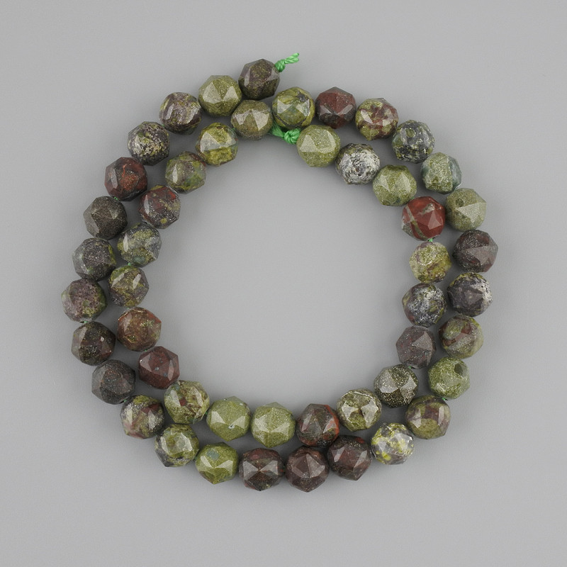 Jasper beads "Dragon Blood" faceted round bead, diameter 8mm ±, thread length 39cm ±