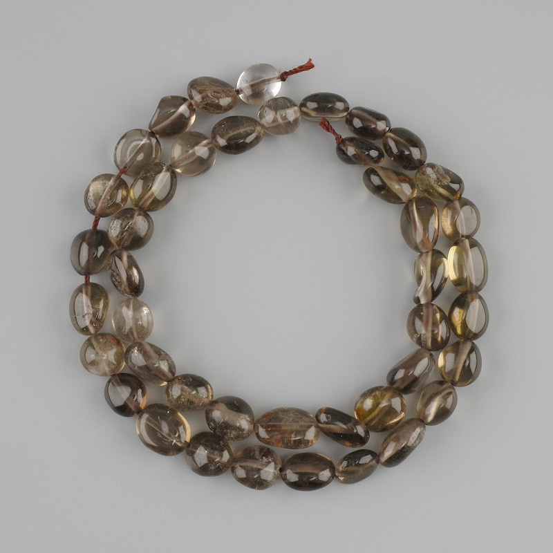 Rough-cut smoky topaz beads, diameter 9, 5-12×7-8mm±, length 40cm± on a thread