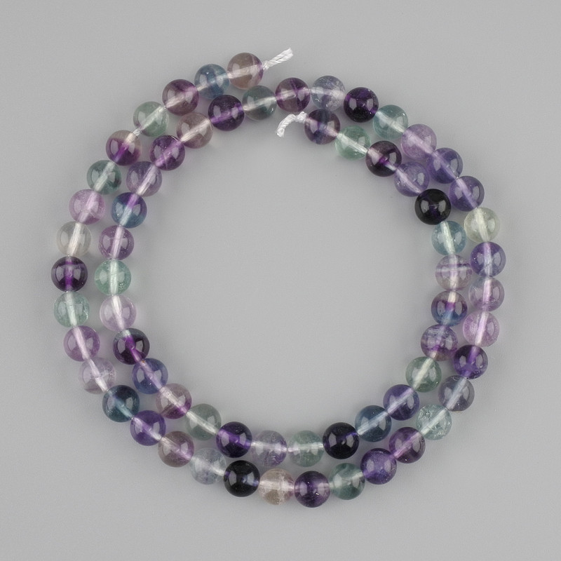 Fluorite beads smooth round bead, diameter 6mm ±, length 40cm ± on a thread