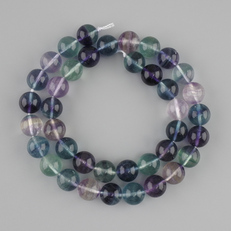 Fluorite beads smooth round, diameter 10mm ±, length 40cm ± on a string