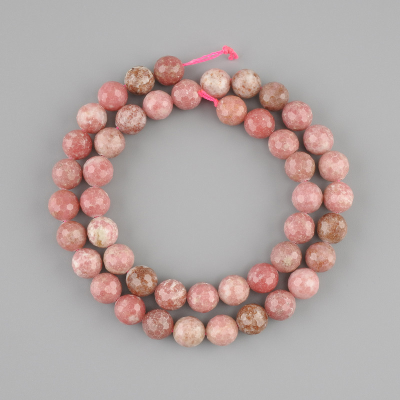 Rhodrochrosite beads faceted round bead, diameter 8mm ±, length 38cm ± on a string